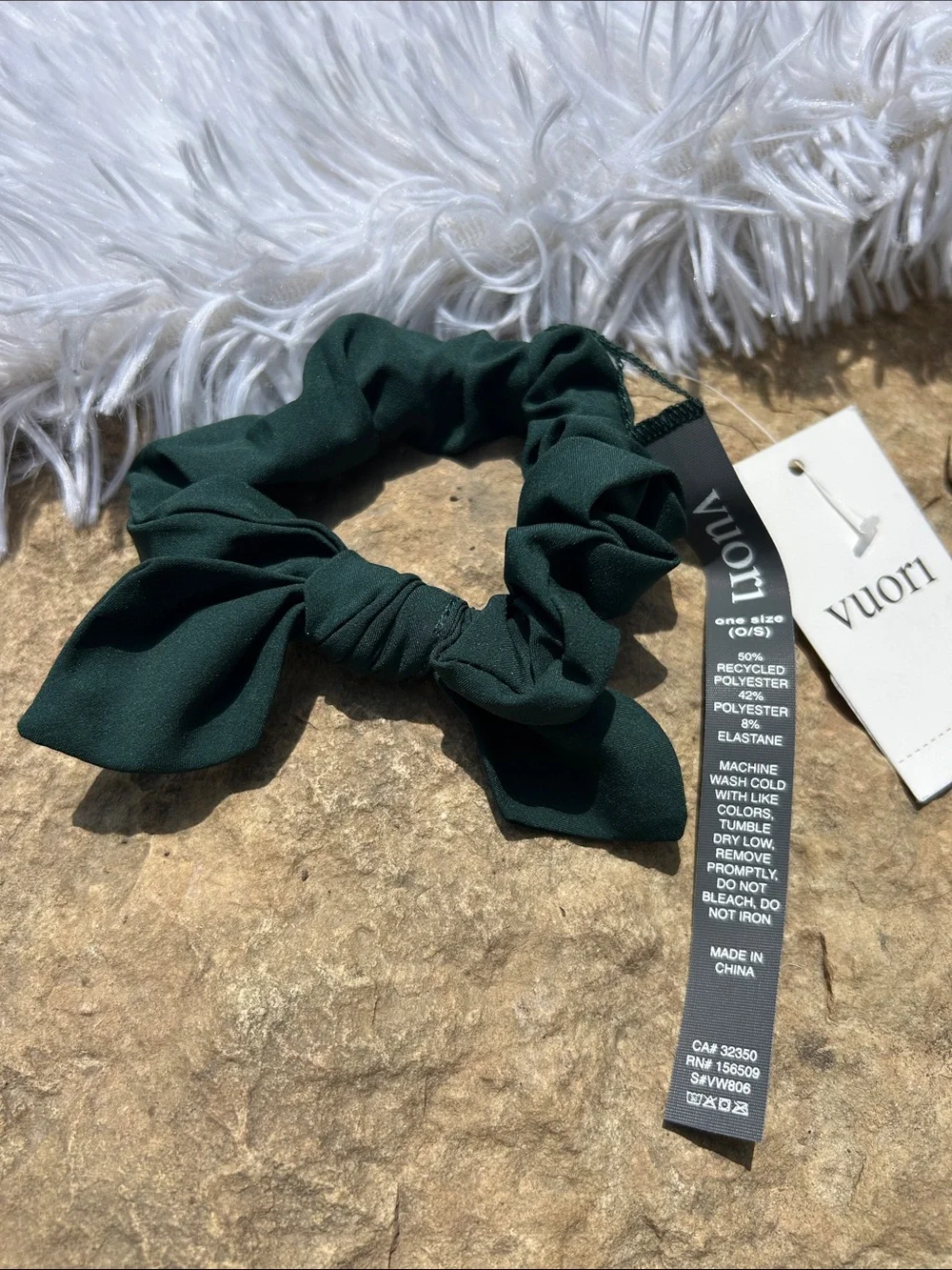 Vuori Scrunchie with Bow in Grass  Dark Green Color New with tags!
